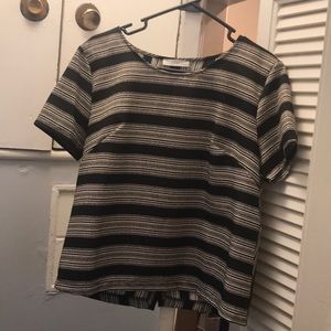 Lush black and white split back shirt